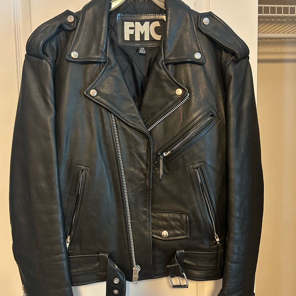 Black Leather Biker Jacket for Men
